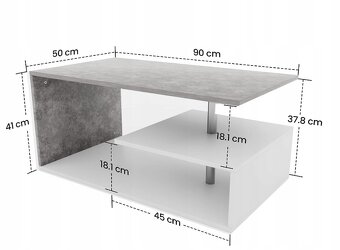 Konferenčný stolík, Bielo/Sivý -NOVY - 2