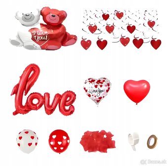 Balónová výzdoba Valentín červené srdce - 2