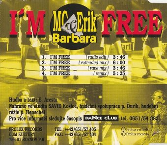 Mc erik & barbara I'm free ( cd-maxi singel ) - 2