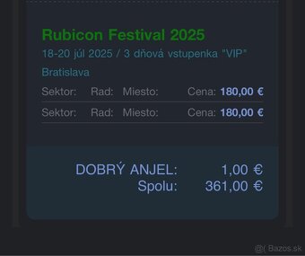 Predám 2 VIP lístky na Rubicon Festival 2025 v Bratislave - 2