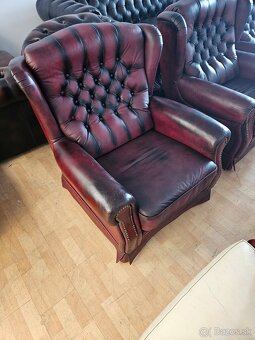 CHESTERFIELD ŠTÝL,KOŽENÁ 3+1+1,ZNÍŽENÁ CENA - 2