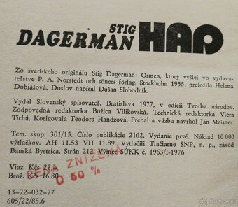 Predám knihu Dagerman – Had 1977 - 2
