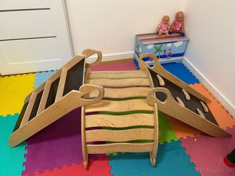 Predám a DOVEZIEM Montessori Drevená preliezka, šmýkačka.. - 2