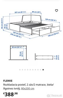 Rozkladacia posteľ IKEA FLEKKE 80 x 200 farba biela - 2