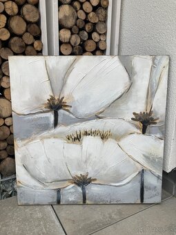 Obrazy „BIELE MAKY“ olejomaľba na plátne (60x60 cm) - 2