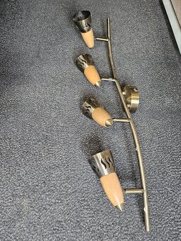 Elegantné stropné svietidlo zlato/drevo so 4 objímkami E24 - 2