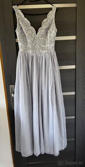 Strieborné spoločenské šaty M - 2
