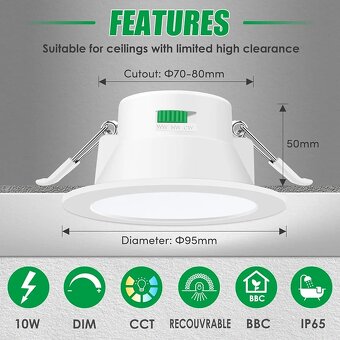 ALUSSO LED IP65 stropné svietidlá – 6 ks, stmievateľné - 2