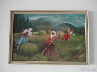 Starý obraz Hrabanie sena - 2