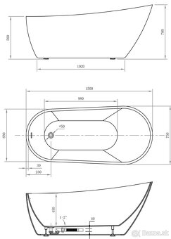Voľne stojaca akrylátová vaňa - 2
