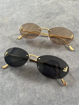 Slnecne damske okuliare Fendi, cierna a sampanske farba - 2