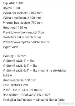 Predám akumulačnú nádrž 1000l - 2