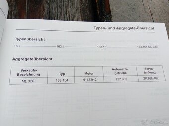 Mercedes ML320 a W100 - Typ600 - dielenská príručka. - 2