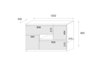 KOMODA  SONOMA/BIELA 120x85x30cm - 2