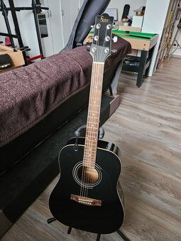 Akustická gitara Sade (čierna) + obal + struny Elixir - 2