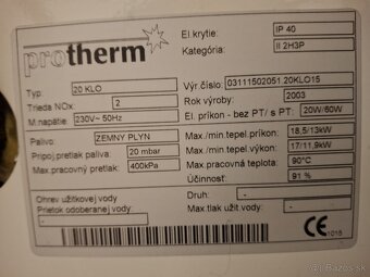 Predám plynový kotol Protherm 20 KLO - 2
