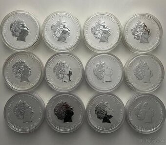 Kompletná séria Lunar Series II – 12x1kg strieborná minca - 2