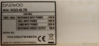 Predám mikrovlnnú rúru Daewoo - 2
