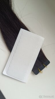 PRAVÉ VLASY predĺženie, príčesok hnedé + náhradné pásky - 2