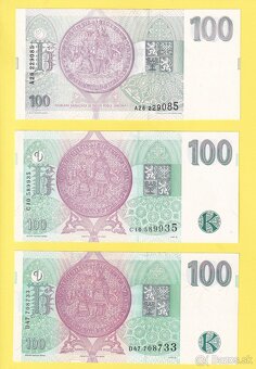Bankovky 100 Kč série A,C,D 1993, 1997 - 2