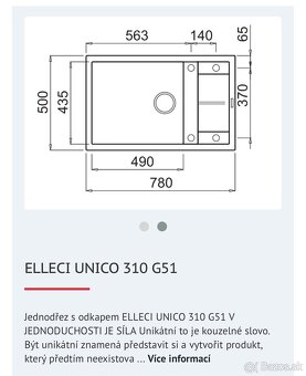 Predám nový kuchynský drez značky Elleci - 2