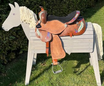 Westernový sedlový komplet hnědý barevný - 2