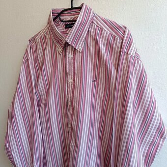 Tommy Hilfiger ružová pruhovaná košeľa s dlhým rukávom XL - 2