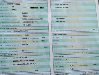 DACIA DUSTER 1.6 2013 predám MOTOR K4MZ835, DVERE, PREVODOVK - 2