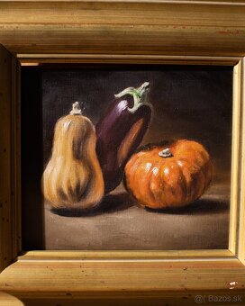 Zátišie s tekvicami  - tradičná olejomaľba - 2