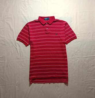 Polo Ralph Lauren červená pruhovaná polokošeľa tričko L - 2