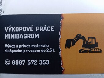 Zemné a Výkopové práce. Minibager. - 2