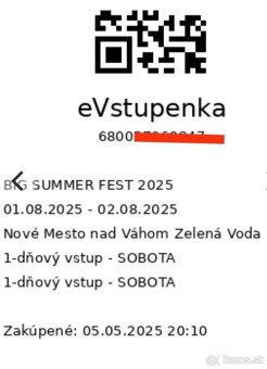 Listok na DNES na Summer Fest Zelena voda - 2