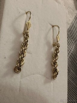 dámske zlaté visiace náušnice 14 kt zlato - 2