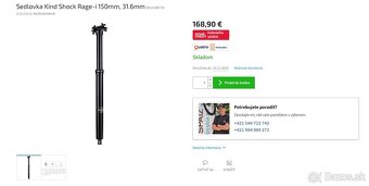 KIND SHOCK RAGE-i teleskopická sedlovka 31.6mm, 150mm, nová - 2