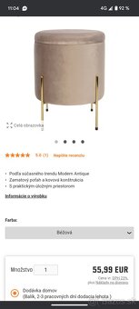Taburet Modern Antique béžový s úložným priestorom - 2