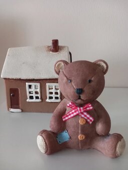 Starý keramický sediaci medvedík 12x10x7 cm - 2