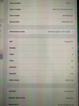Apple Ipad pro 11 (M4) Wi-Fi + Cellular 1TB 16GB Space Black - 2