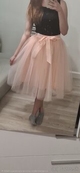 Tylové sukne s mašľou – smaragdová a pudrovo ružová - 2