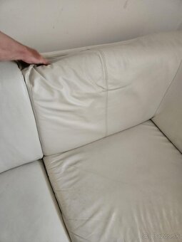 Na predaj kožená rohová sedačka – svetlá krémová/béžová farb - 2