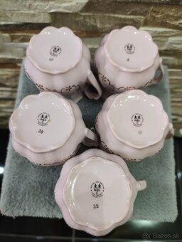 Růžový porcelán, 5 x hrníček - bucláček, Chodov - 2