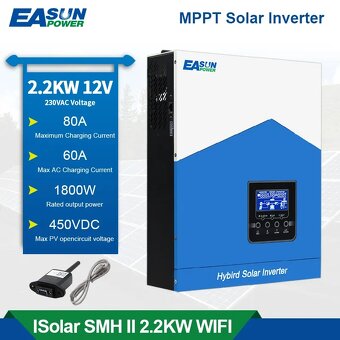 Solány hybridný menič 230V EAsun 2kW/12V s MPPT a WiFi - 2
