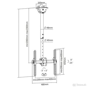 TV držiak stropný - 2