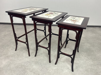 Hniezdové stolíky Thonet s keramickým platom 3ks - 2