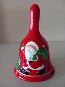 Starší vianočný zvonček, maľovaná keramika 12,5x8 cm - 2