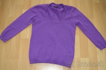 fialový pulóver s 3/4 rukávmi , XS - 2