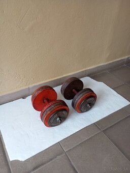 Železné nastaviteľné jednorúčky 2 x 30 kg - 2