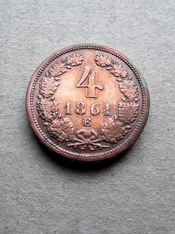 4 grajciar 1861 E, vzácny - 2