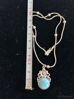 Prirodny Larimar - Strieborny nahrdelnik - 2