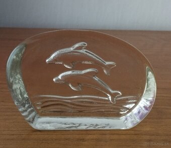 Dekoratívne sklenené ťažítko - Delfíni - 2