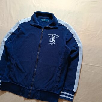 Vintage Polo Ralph Lauren modrá mikina na zips bez kapucne M - 2